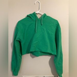 Gildan Green Cropped Hoodie with Drawstring Tie